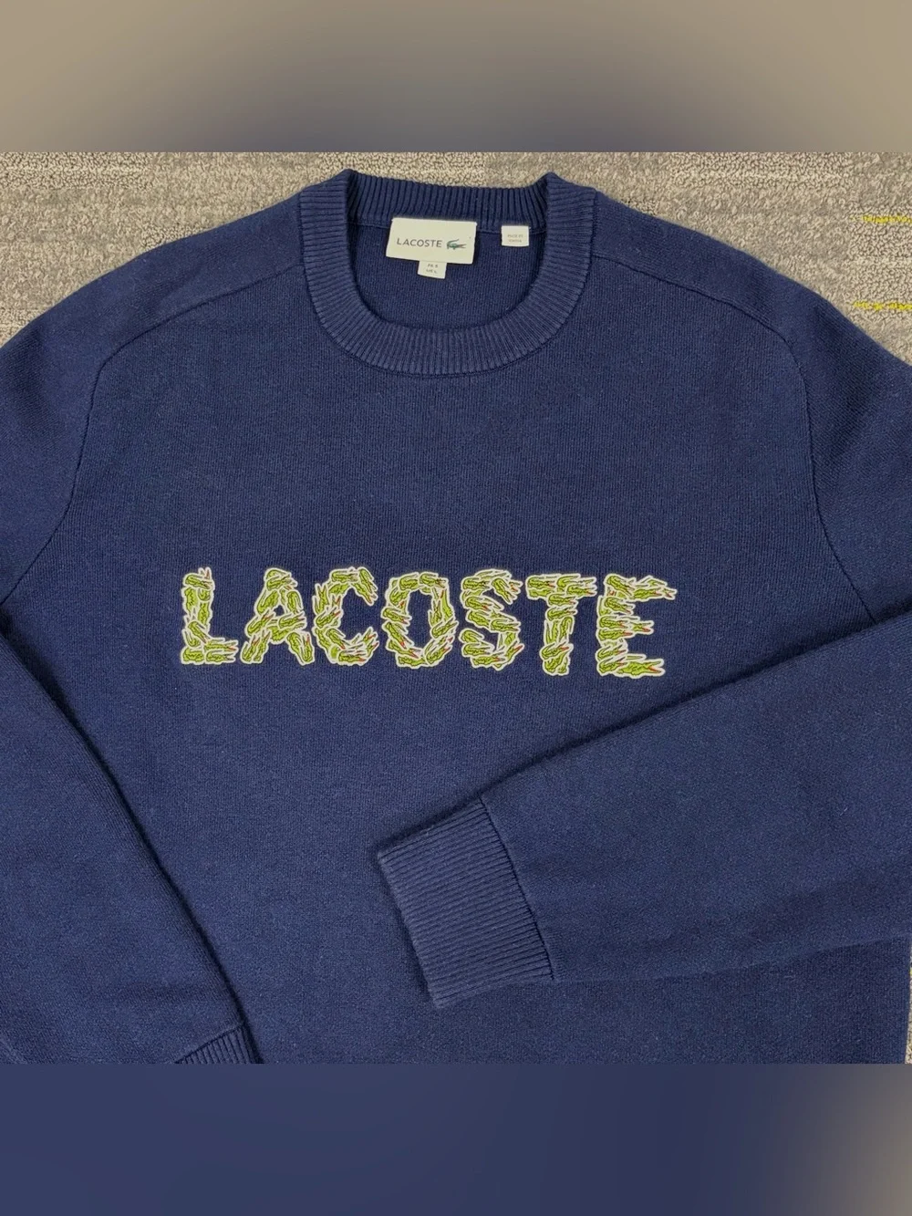 Lacoste Croco Magic Embroidery Wool Sweater Logo Size L Preppy Limited Edition
